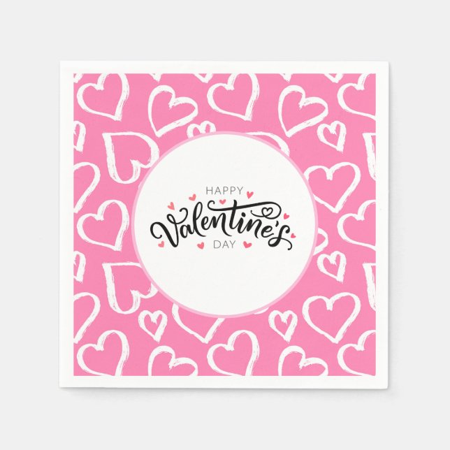 Valentine Hearts Paper Napkins (Front)