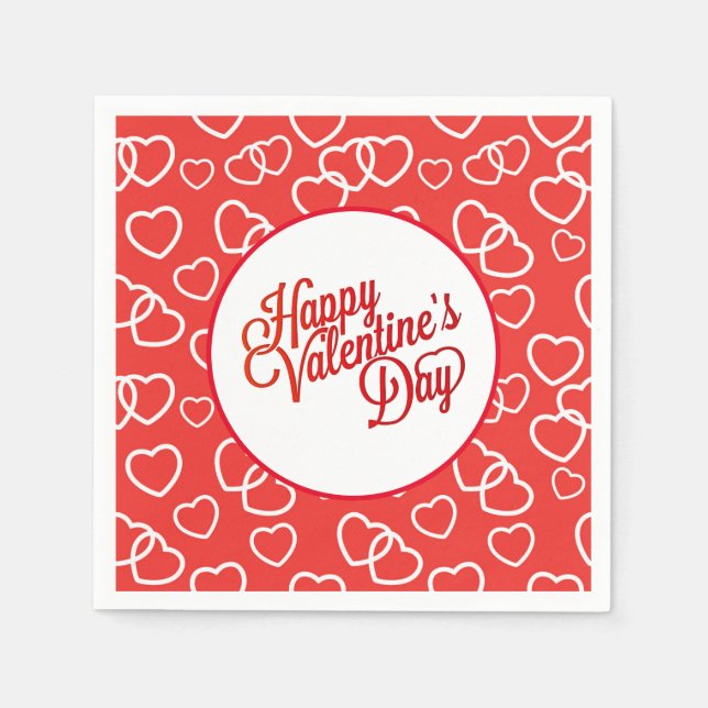 Valentine Hearts Paper Napkins (Front)