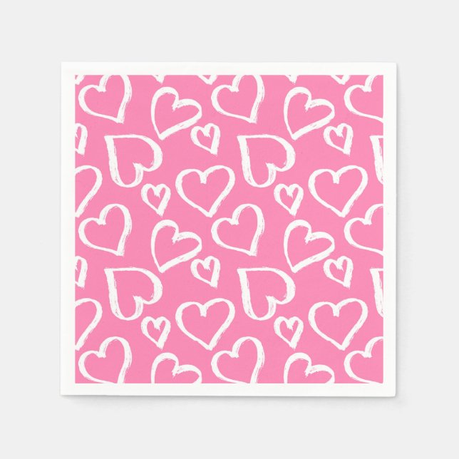Valentine Hearts Paper Napkins (Front)