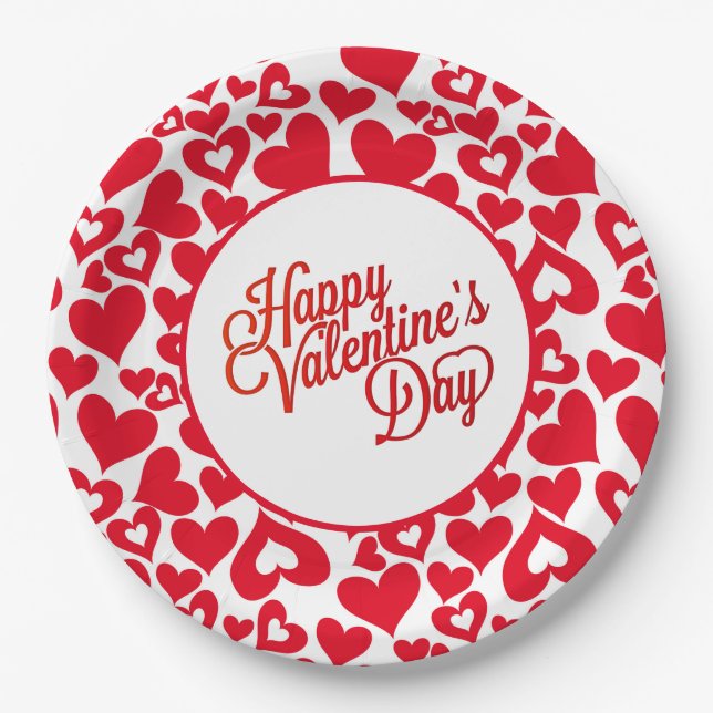 Valentine Hearts Paper Plates (Front)