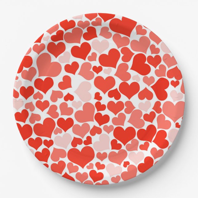 Valentine Hearts Paper Plates (Front)