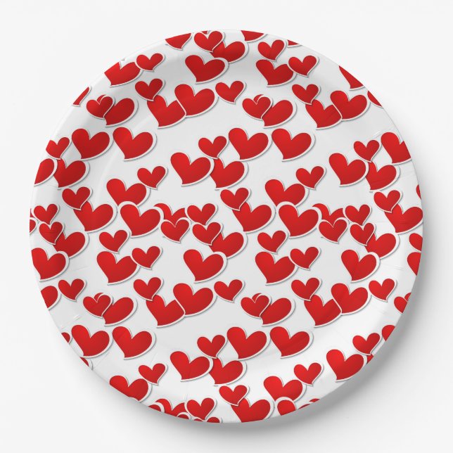 Valentine Hearts Paper Plates (Front)