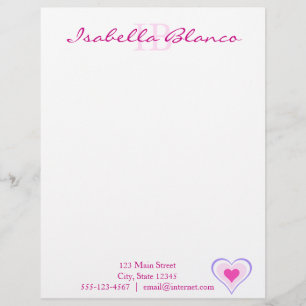 Valentine Hearts Pattern Custom Letterhead
