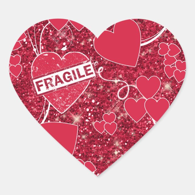 Valentine Hearts Pattern Fragile Glitter ID300 Heart Sticker (Front)