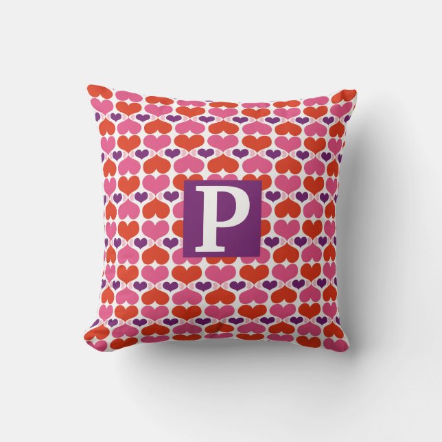 Valentine Hearts Quilt Monogram Cushion (Front)