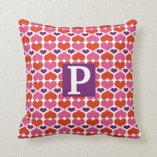 Valentine Hearts Quilt Monogram Cushion