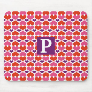 Valentine Hearts Quilt Monogram Mouse Mat