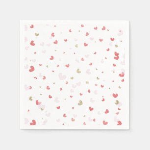 Valentine Hearts Red Pink & Gold Party Napkin
