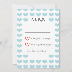 Valentine Hearts RSVP (Red + Sky Blue) Invitation