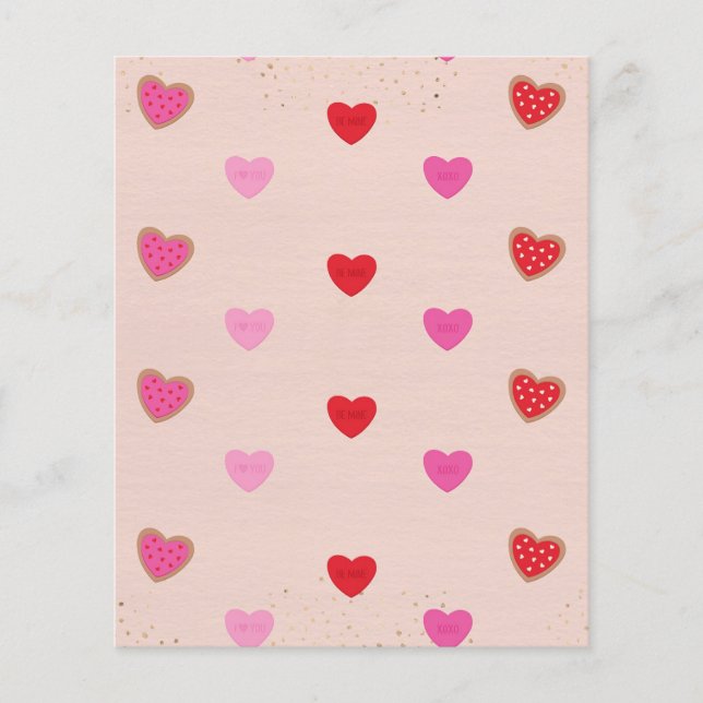 Valentine Hearts Scrapbook Paper (Front)