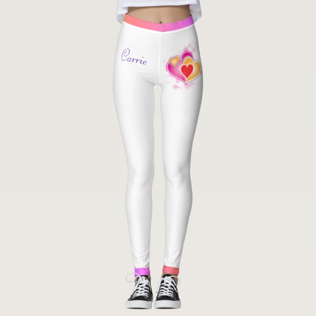 Valentine Hearts & Shades of Pink Leggings (Front)