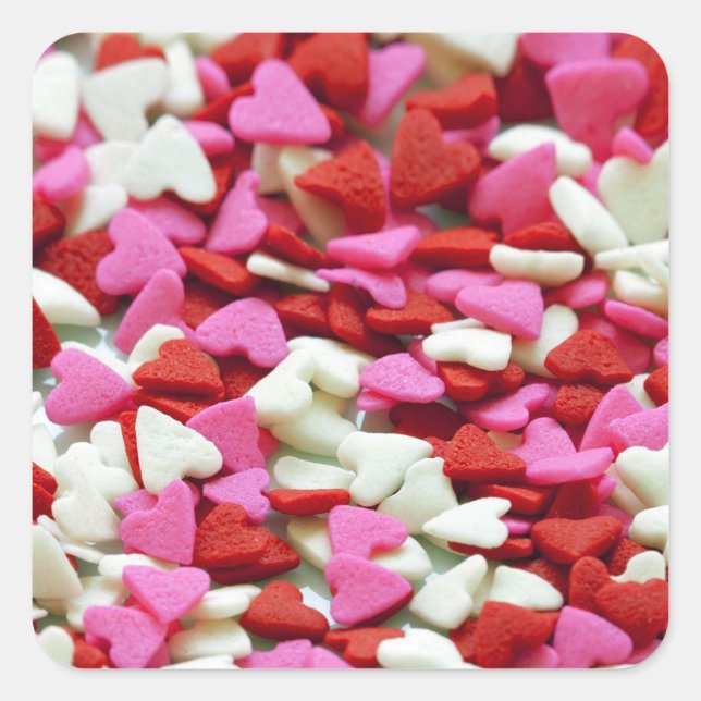 Valentine Hearts Square Sticker (Front)