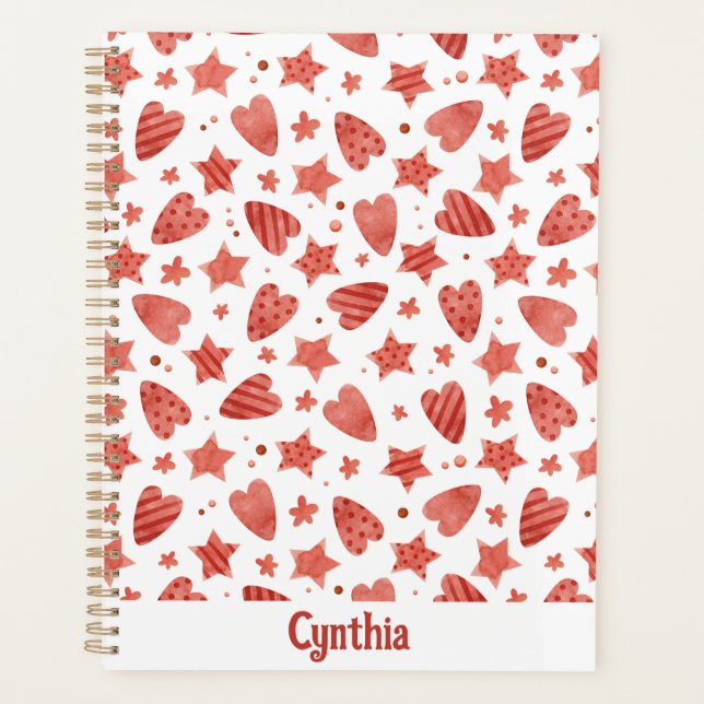 Valentine Hearts & Stars Pattern Planner (Front)