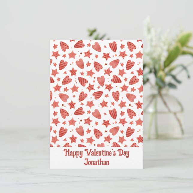 Valentine Hearts & Stars Personalised Card (Standing Front)