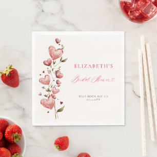 Valentine Hearts Vines Whimsical Bridal Shower Napkin