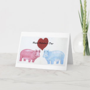Valentine Hippos Holiday Card