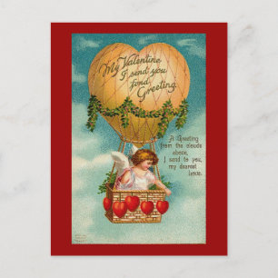 Valentine Hot Air Balloon (2) Holiday Postcard