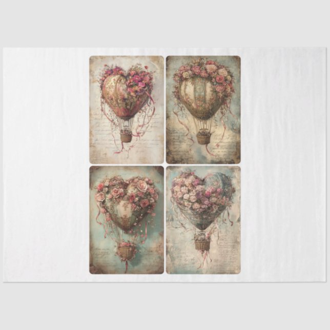 Valentine Hot Air Balloons Tissue Paper (Front)
