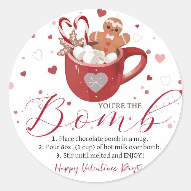 Valentine Hot Chocolate Bomb Sticker (Front)