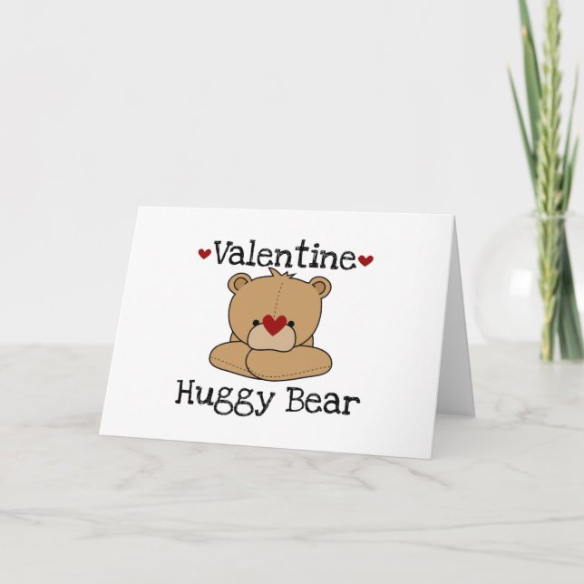 Valentine Huggy Bear T-shirts and Gifts Holiday Card (Front)