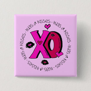 Valentine Hugs and Kisses 15 Cm Square Badge