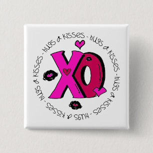 Valentine Hugs and Kisses 15 Cm Square Badge