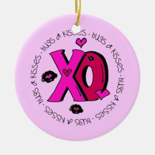 Valentine Hugs and Kisses Ceramic Tree Decoration