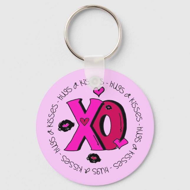 Valentine Hugs and Kisses Key Ring (Front)