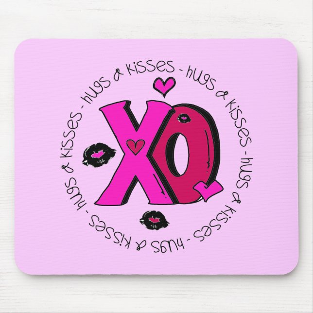 Valentine Hugs and Kisses Mouse Mat (Front)