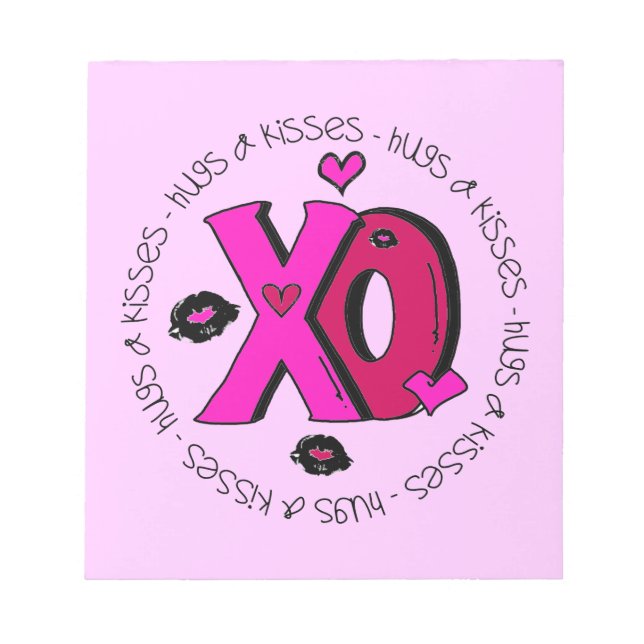 Valentine Hugs and Kisses Notepad (Front)