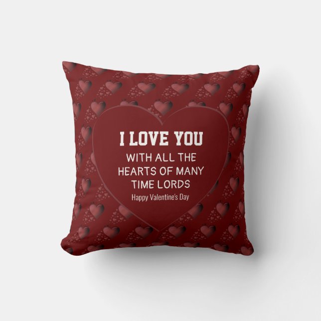 Valentine Humour | I Love You | Time Lord Hearts Cushion (Front)