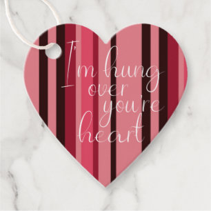 Valentine Hung Over Your Heart Fun Stripe Red Pink Favour Tags