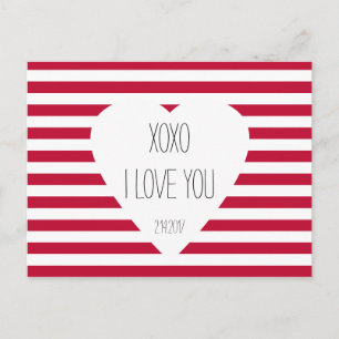Valentine I Love You XOXO Love Theme Custom Text Holiday Postcard