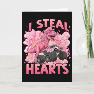 Valentine I Steal Hearts Trex Dino Funny Monster T Card
