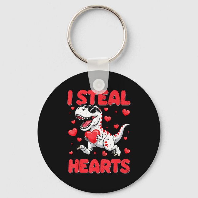 Valentine I Steal Hearts Trex Dino Toddler Kids Ba Key Ring (Front)