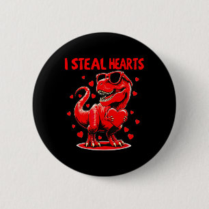 Valentine I Steal Hearts Trex Dino Toddler Kids By 6 Cm Round Badge