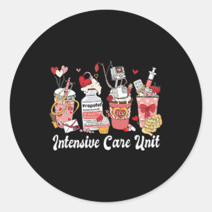 Valentine Icu Coffee Intensive Care Unit Nurse Icu Classic Round Sticker