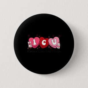 Valentine Icu Nurse Retro Intensive Care Unit Nurs 6 Cm Round Badge