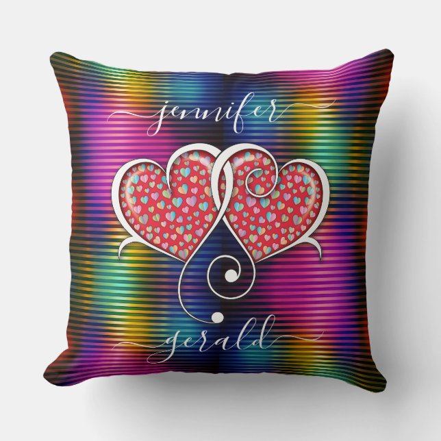 Valentine Interlocked Hearts Design Cushion (Front)