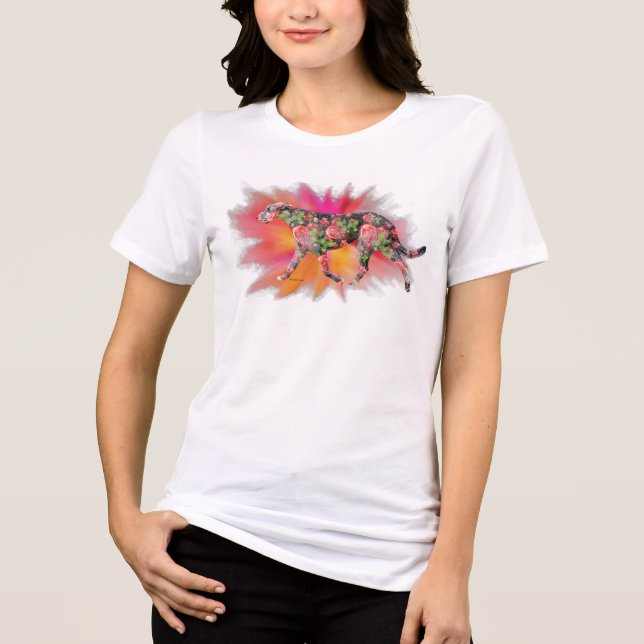 Valentine Irish Wolfhound splash of colour  Tri-Blend Shirt (Front)
