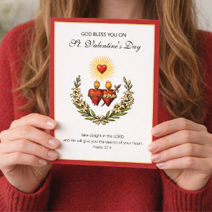 Valentine Jesus Catholic Religious Sacred Heart  Holiday Card