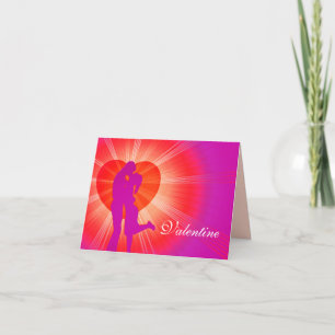 Valentine kiss "be mine" red purple pink glow card