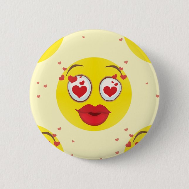 Valentine kiss Emoji 6 Cm Round Badge (Front)