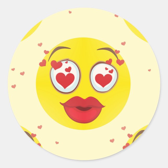 Valentine kiss Emoji Classic Round Sticker (Front)