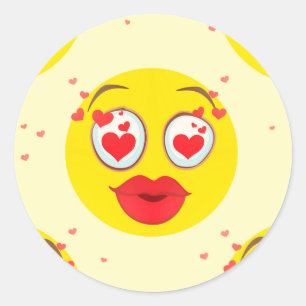 Valentine kiss Emoji Classic Round Sticker