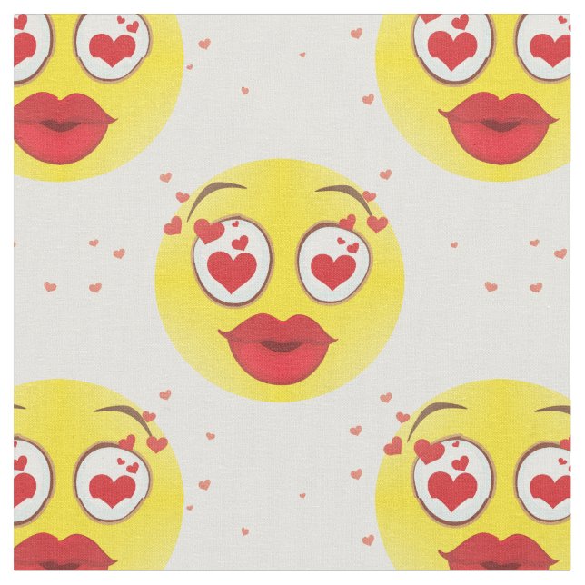 Valentine kiss Emoji fabric (Close Up)