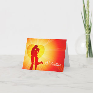 Valentine kiss "Valentine be mine" red glow card