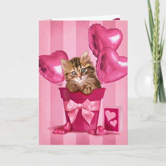 Valentine Kitten Holiday Card (Front)