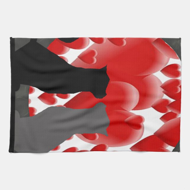 Valentine Kitties Tea Towel (Horizontal)