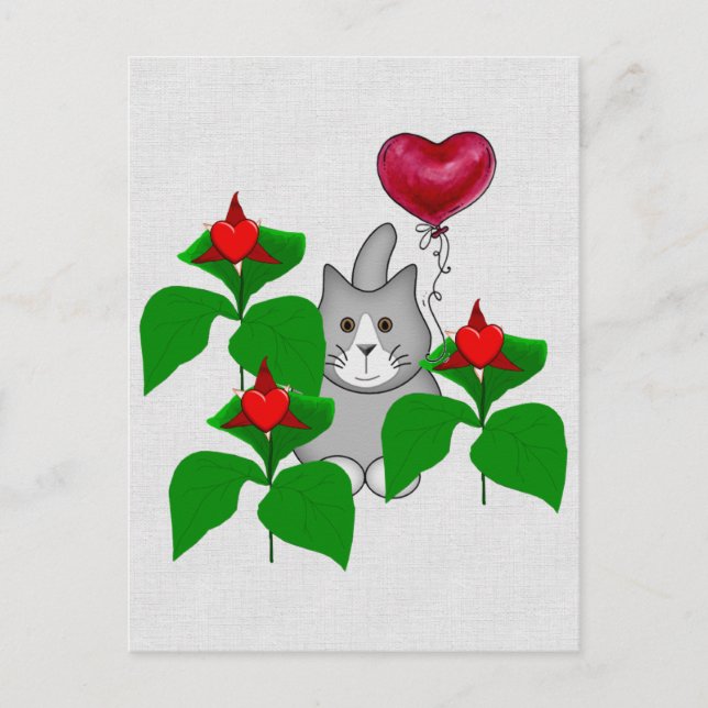 Valentine Kitty Cat Holiday Postcard (Front)